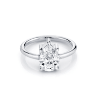 Marrow Fine Jewelry White Diamond Pear Solitaire Stackable Engagement Ring With Claw Prongs [White Gold]