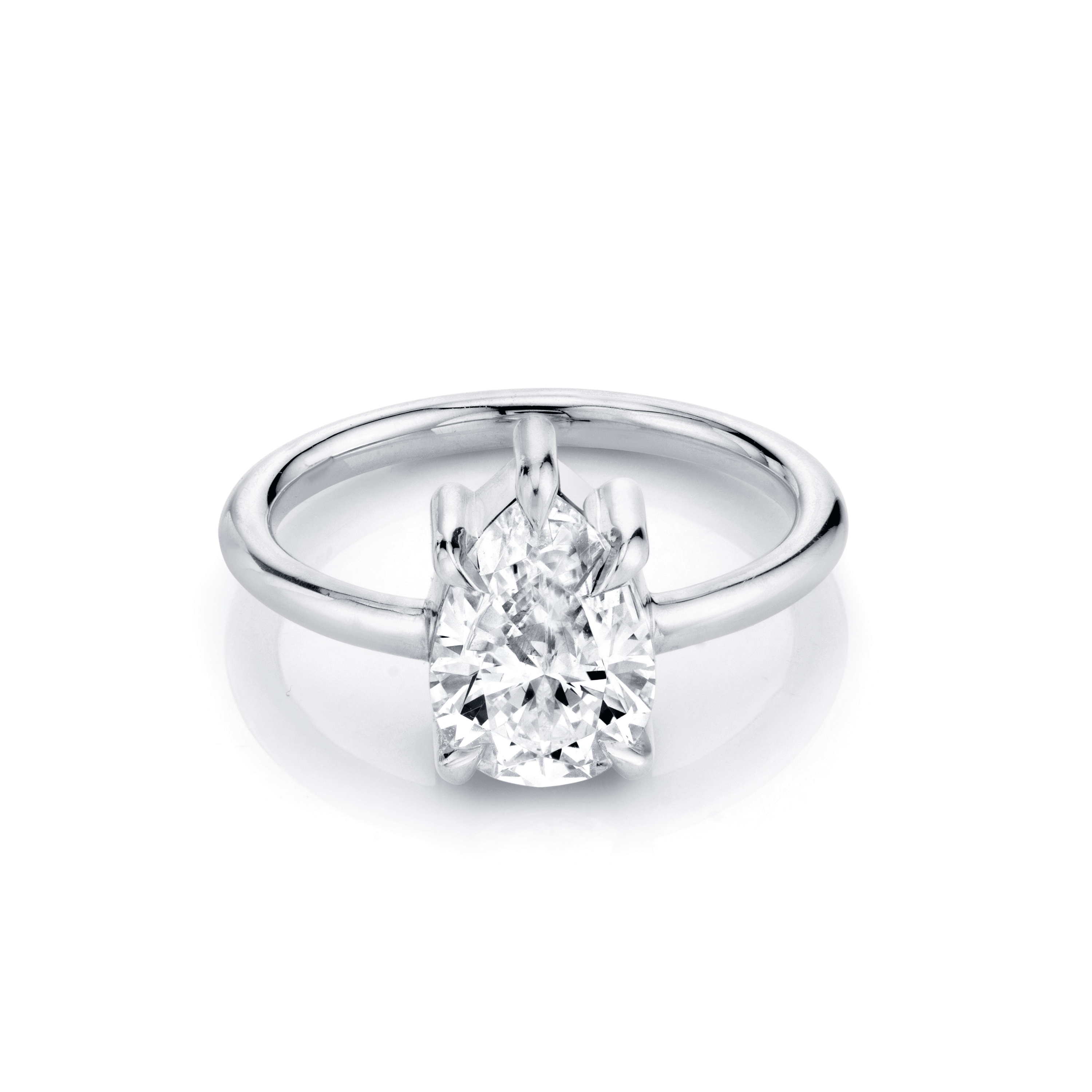 Marrow Fine Jewelry White Diamond Pear Solitaire Stackable Engagement Ring With Claw Prongs