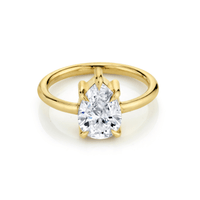 Marrow Fine Jewelry White Diamond Pear Solitaire Stackable Engagement Ring With Claw Prongs [Yellow Gold]