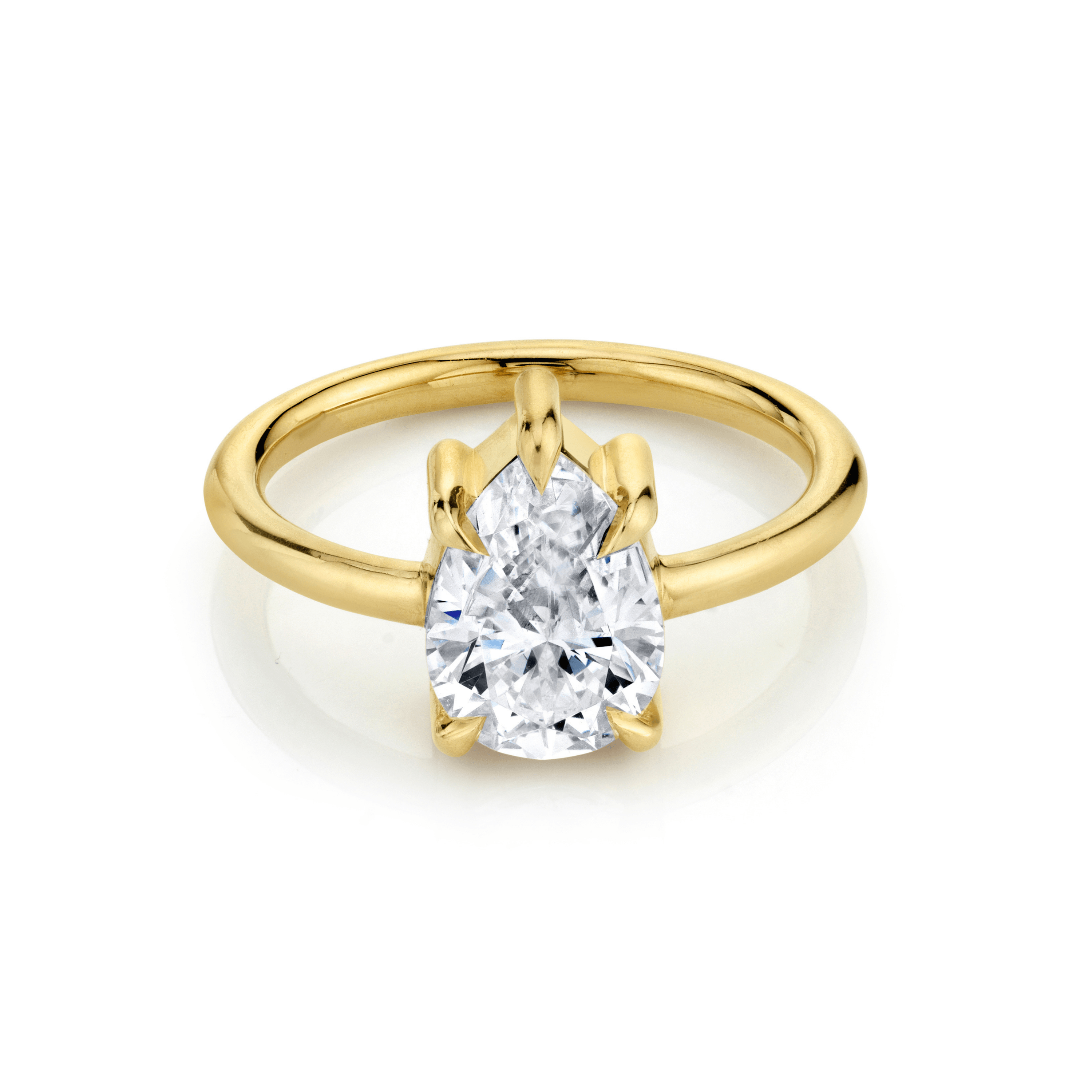 Marrow Fine Jewelry White Diamond Pear Solitaire Stackable Engagement Ring With Claw Prongs