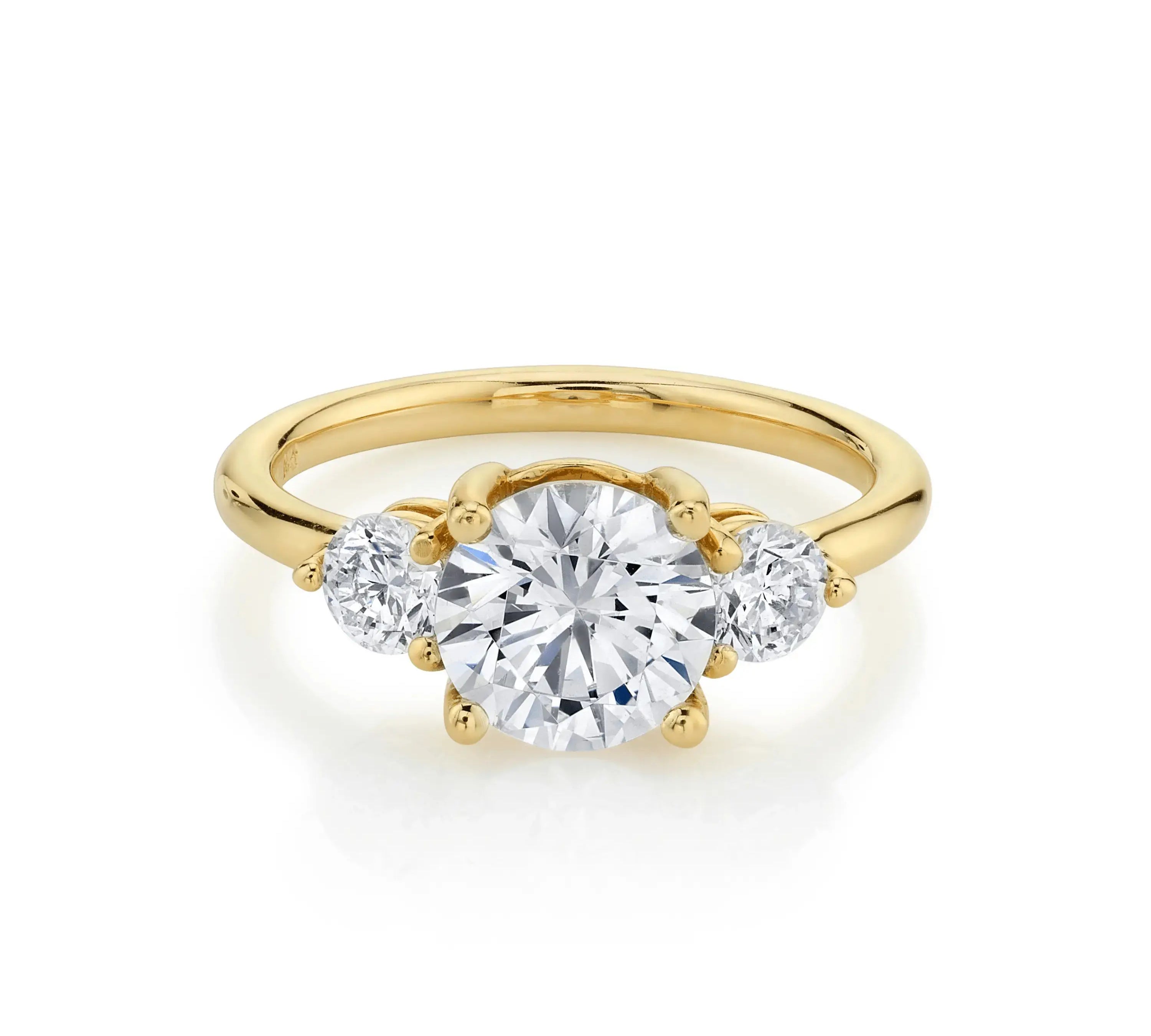 Marrow Fine Jewelry White Diamond Three Stone Engagement Ring [Yellow Gold]