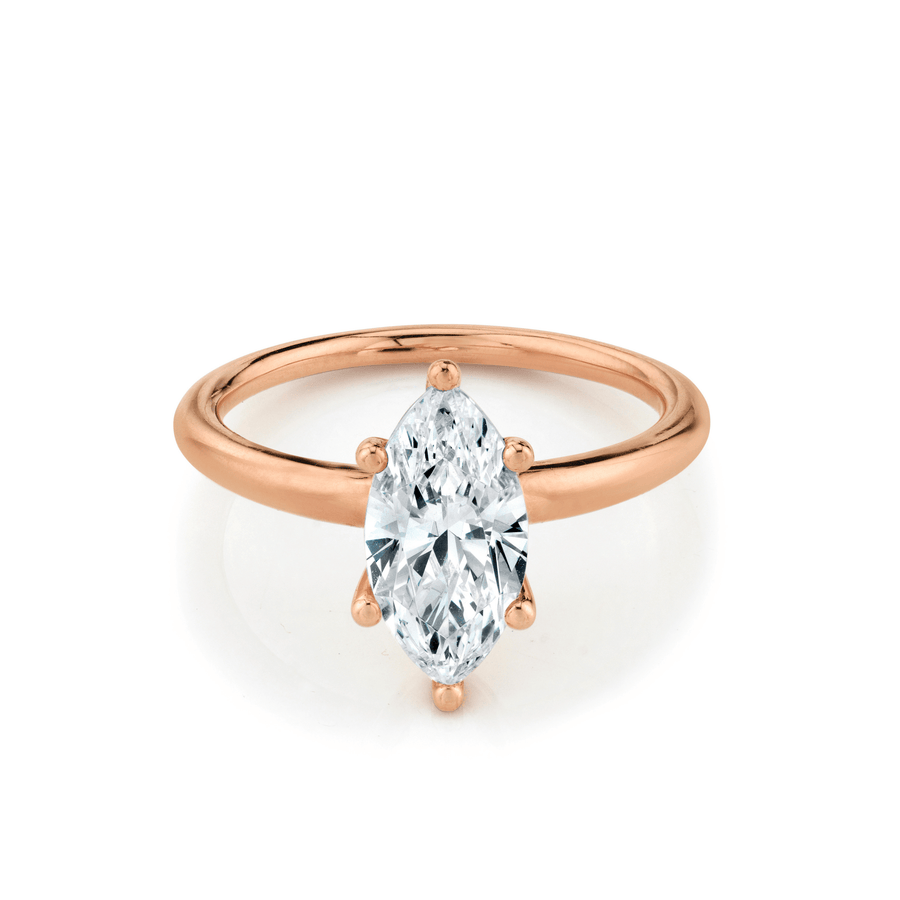 Marrow Fine Jewelry White Diamond Marquise Solid Gold Engagement Ring With Bead Prongs [Rose Gold]