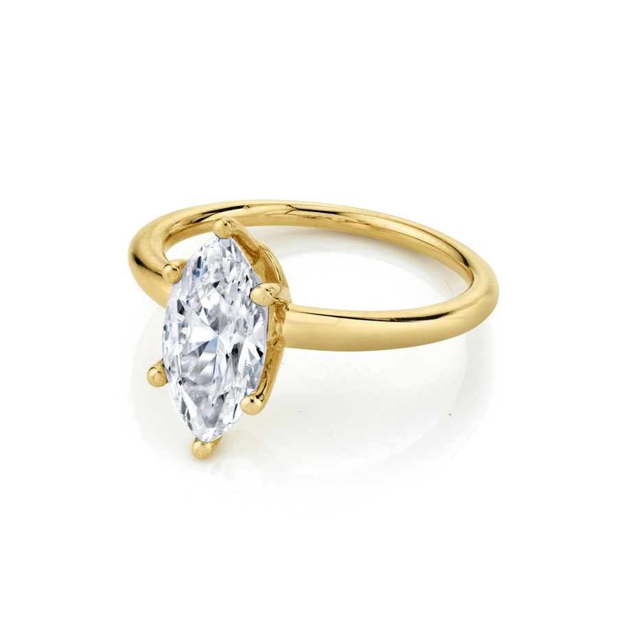 Marrow Fine Jewelry White Diamond Marquise Solid Gold Engagement Ring With Bead Prongs [Yellow Gold]