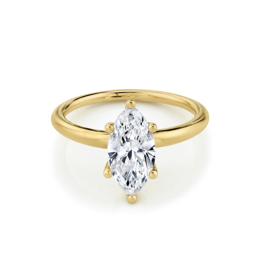 Marrow Fine Jewelry White Diamond Marquise Solid Gold Engagement Ring With Bead Prongs [Yellow Gold]