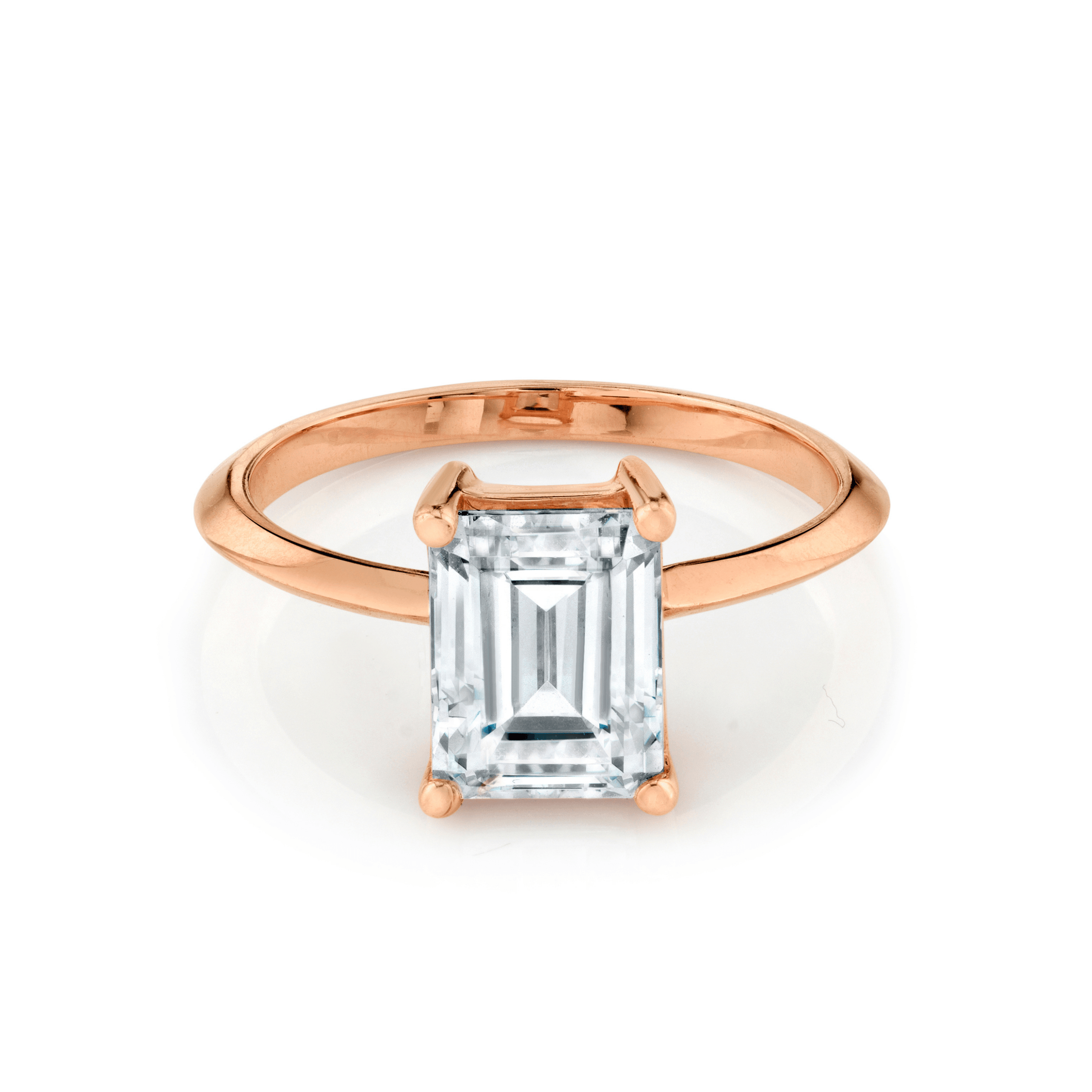 Marrow Fine Jewelry Emerald Cut White Diamond Knife Shank Engagement Ring