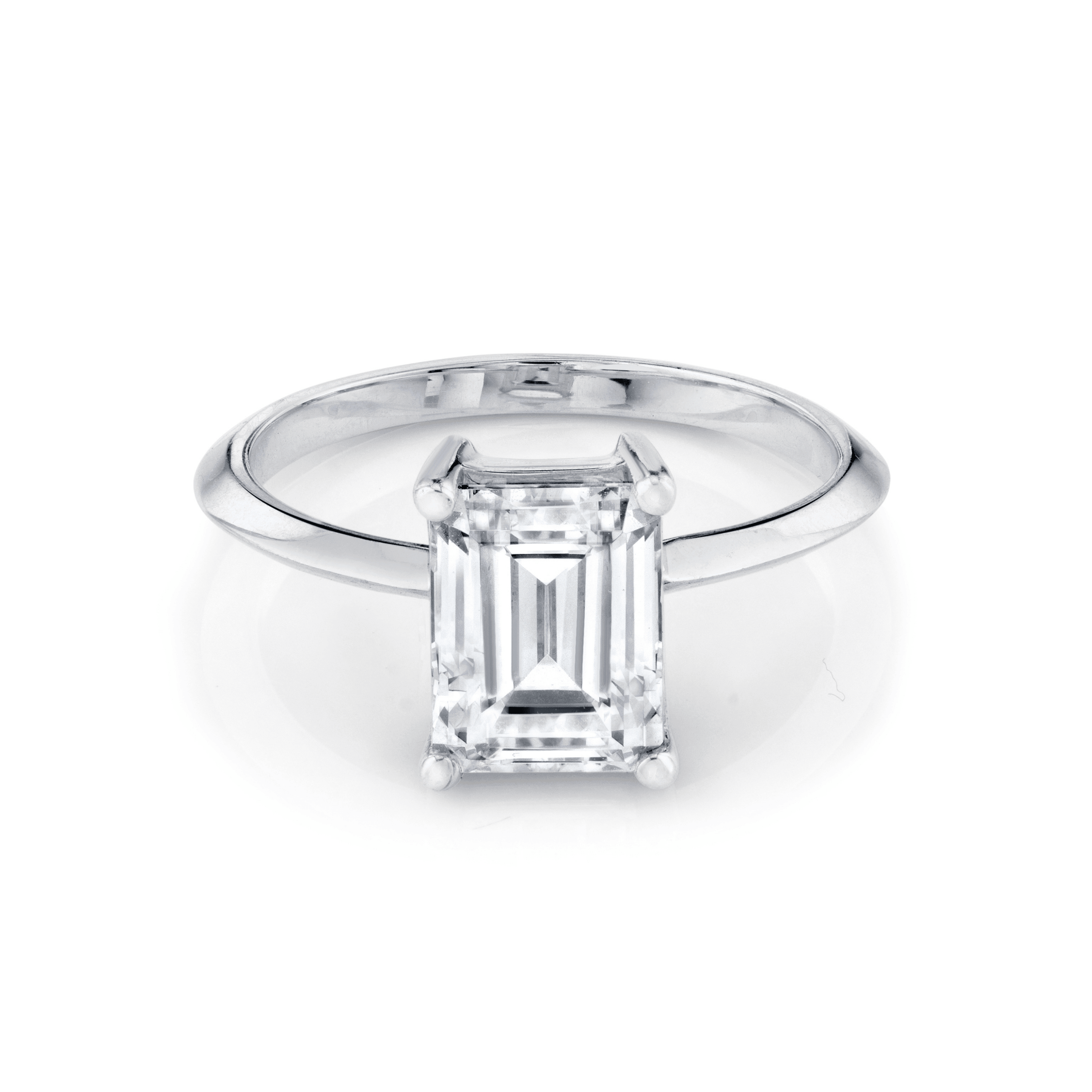 Marrow Fine Jewelry Emerald Cut White Diamond Knife Shank Engagement Ring