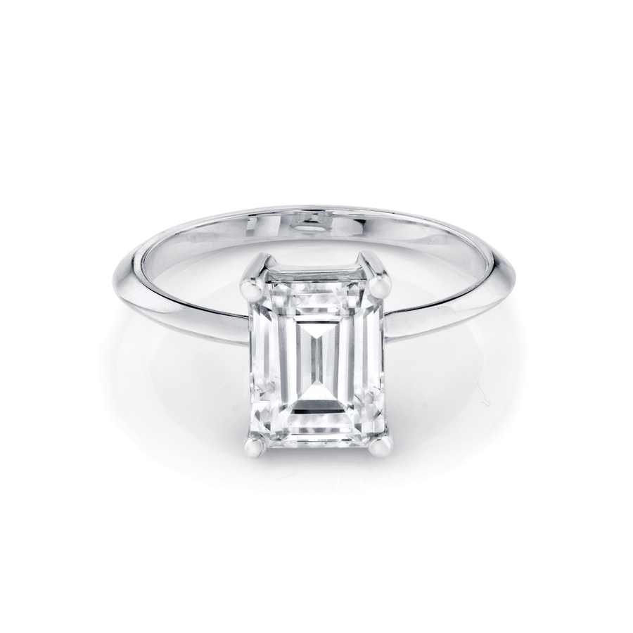 Marrow Fine Jewelry Emerald Cut White Diamond Knife Shank Engagement Ring [White Gold]