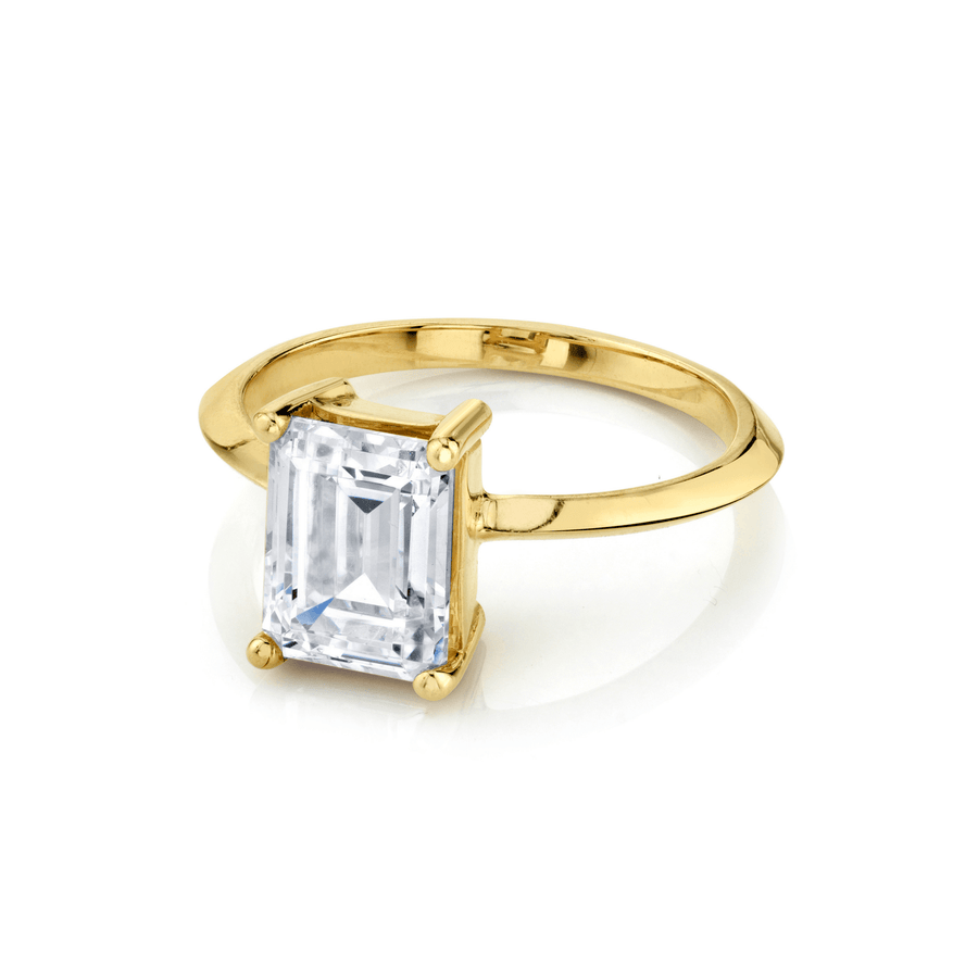 Marrow Fine Jewelry Emerald Cut White Diamond Knife Shank Engagement Ring [Yellow Gold]