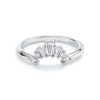Marrow Fine Jewelry Art Deco Inspired White Diamond Tapered Baguettes And Rounds Ring [White Gold]