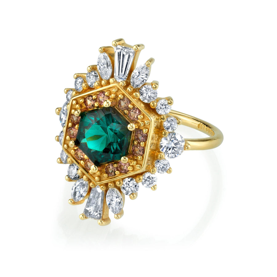 Marrow Fine Jewelry Tourmaline Hex Shaped Ballerina Ring [Yellow Gold]