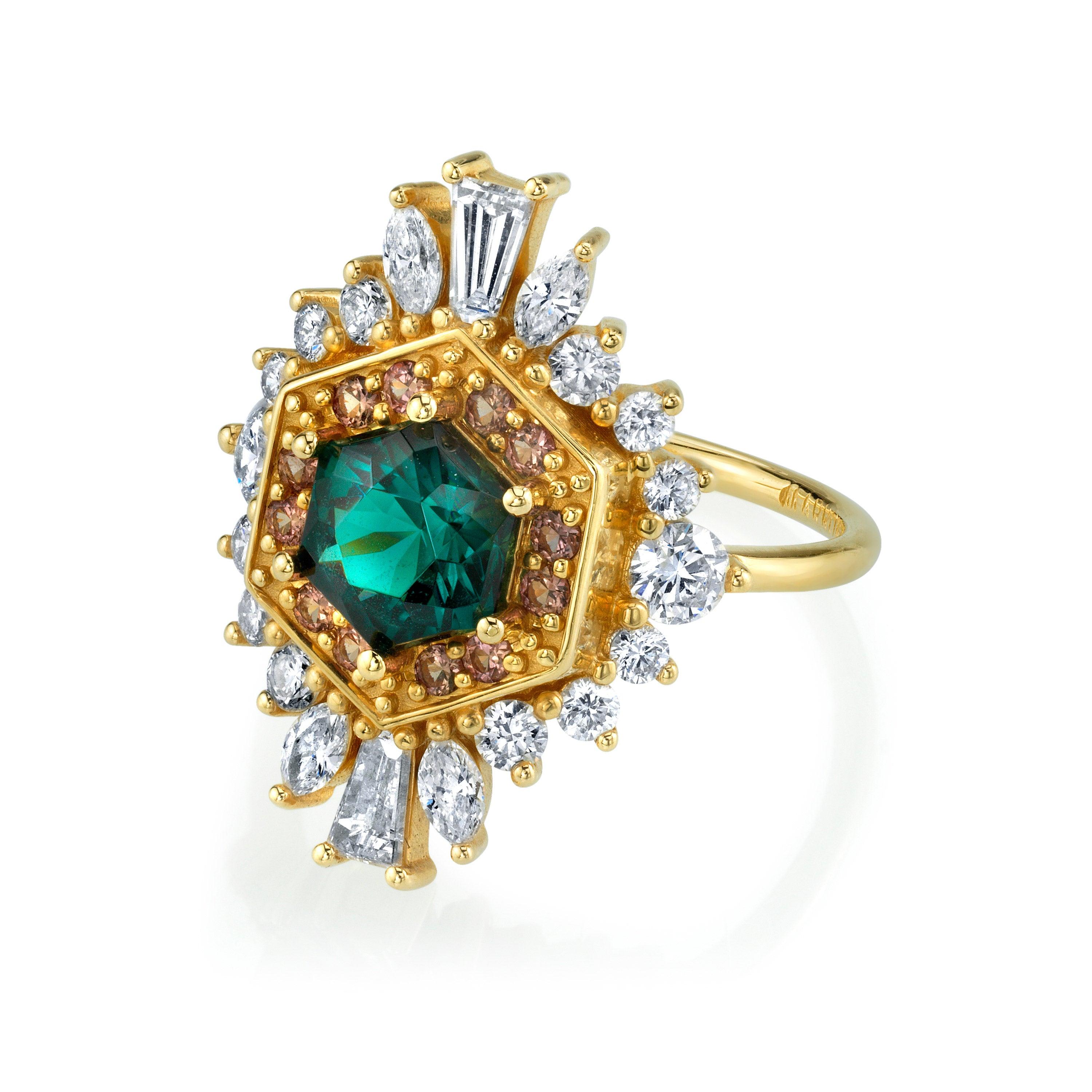 Marrow Fine Jewelry Tourmaline Hex Shaped Ballerina Ring