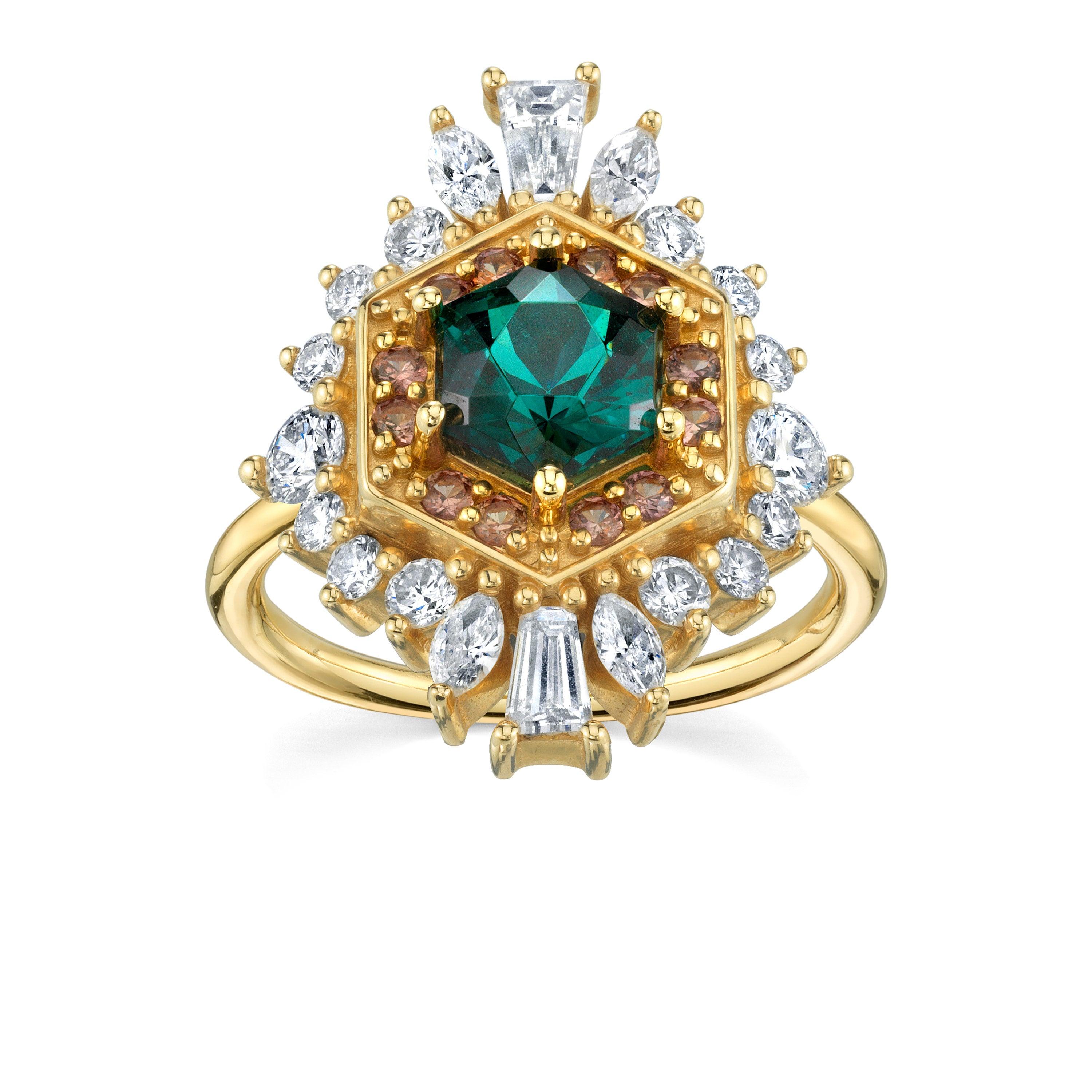 Marrow Fine Jewelry Tourmaline Hex Shaped Ballerina Ring