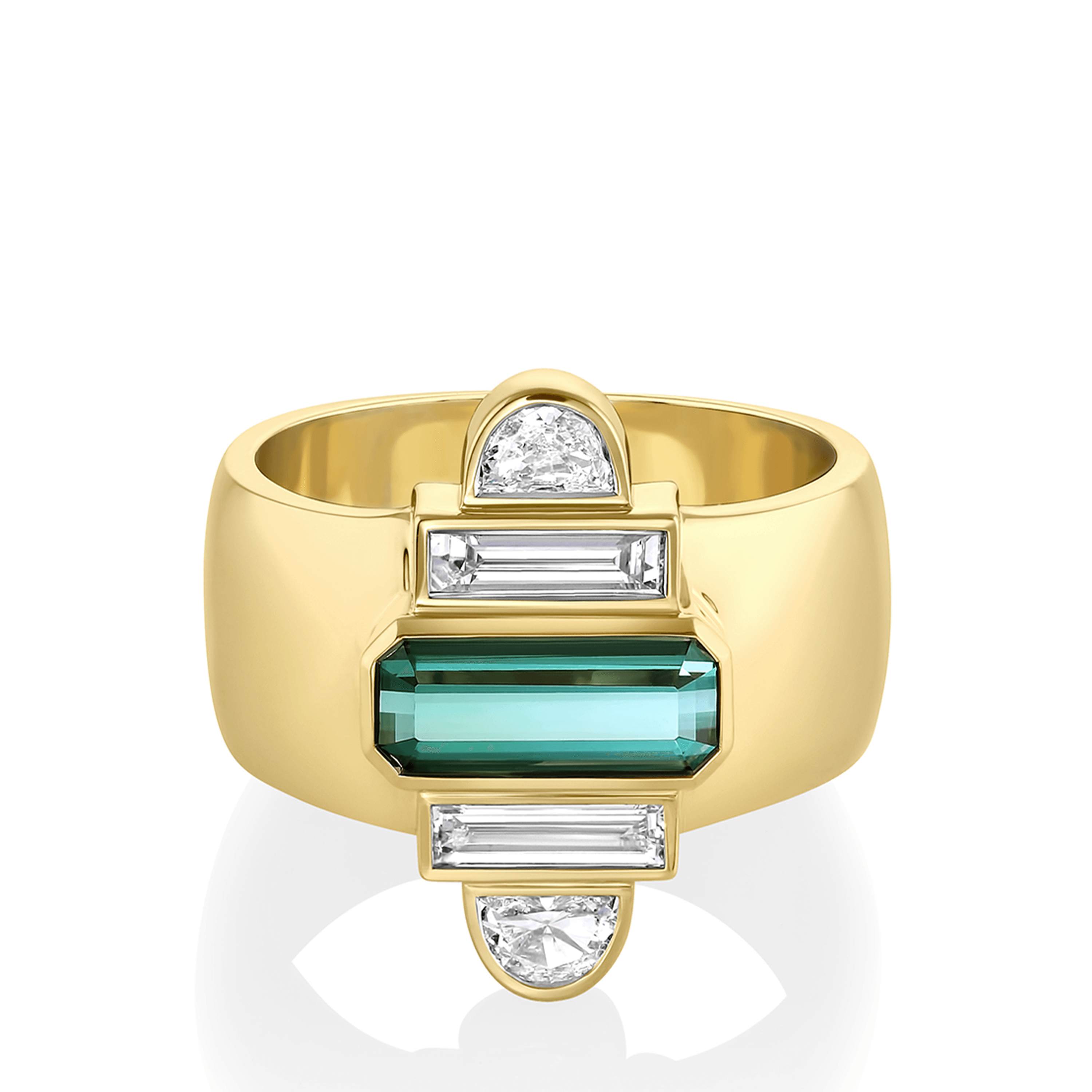 Marrow Fine Jewelry Art Deco Green Tourmaline Relic Ring