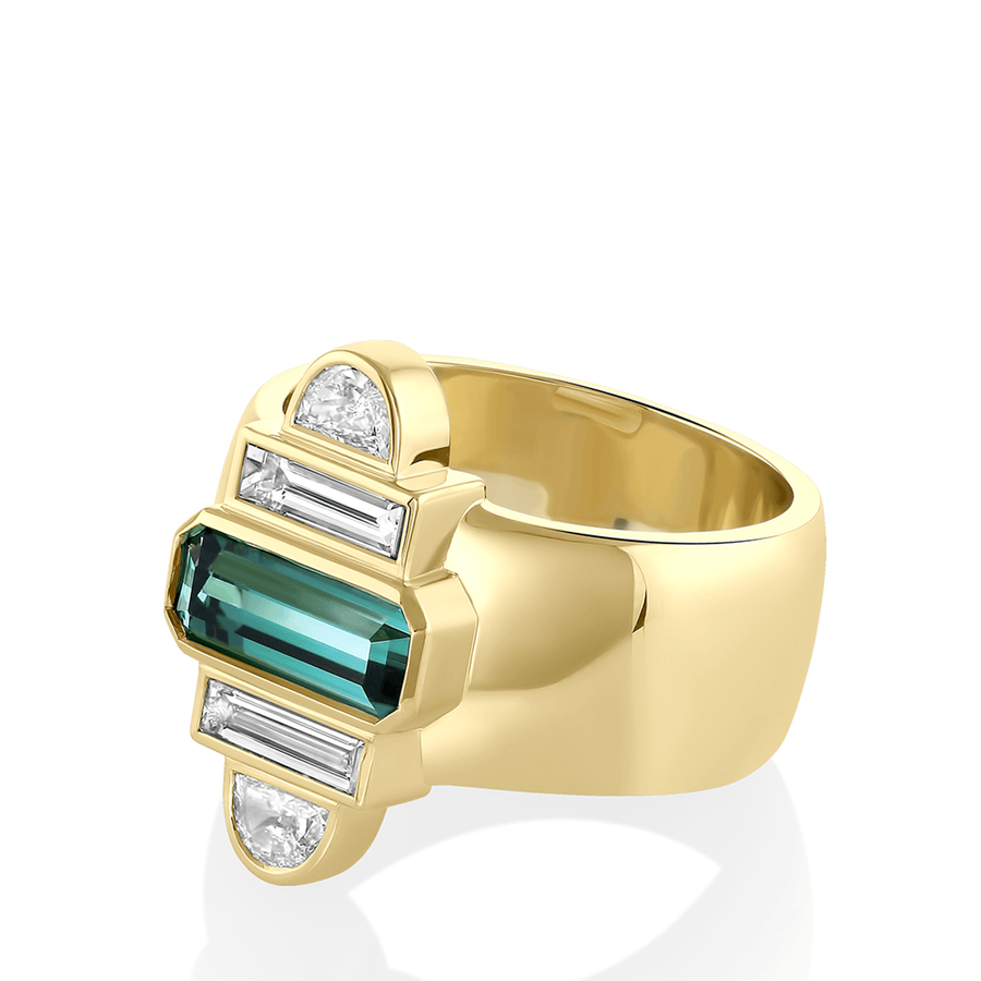 Marrow Fine Jewelry Art Deco Green Tourmaline Relic Ring [Yellow Gold]