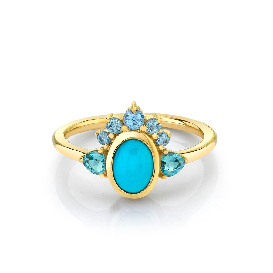 Marrow Fine Jewelry Turquoise Aquamarine Malawi Sapphire Headdress Ring [Yellow Gold]