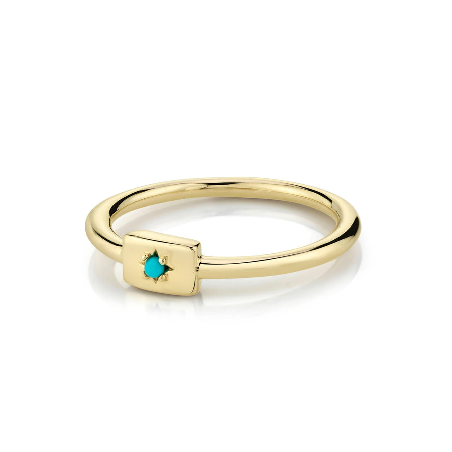 Marrow Fine Jewelry Turquoise Plate December Birthstone Stacking Ring [Yellow Gold]