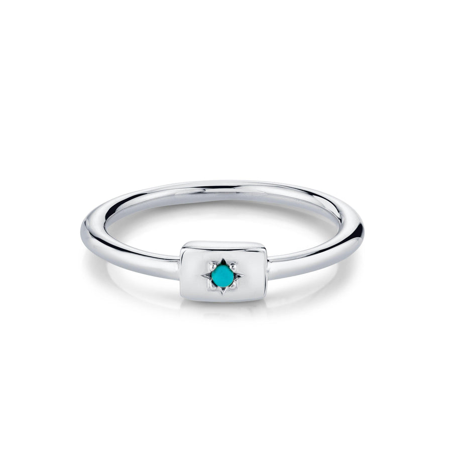 Marrow Fine Jewelry Turquoise Plate December Birthstone Stacking Ring [White Gold]