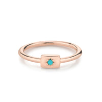 Marrow Fine Jewelry Turquoise Plate December Birthstone Stacking Ring [Rose Gold]