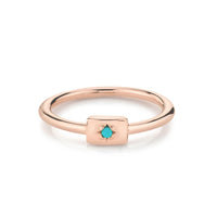 Marrow Fine Jewelry Turquoise Plate December Birthstone Stacking Ring [Rose Gold]