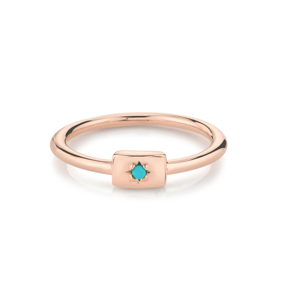 Marrow Fine Jewelry Turquoise Plate December Birthstone Stacking Ring [Rose Gold]