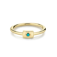 Marrow Fine Jewelry Turquoise Plate December Birthstone Stacking Ring [Yellow Gold]