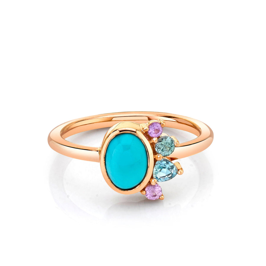 Marrow Fine Jewelry Turquoise And Aquamarine Spray Ring [Rose Gold]