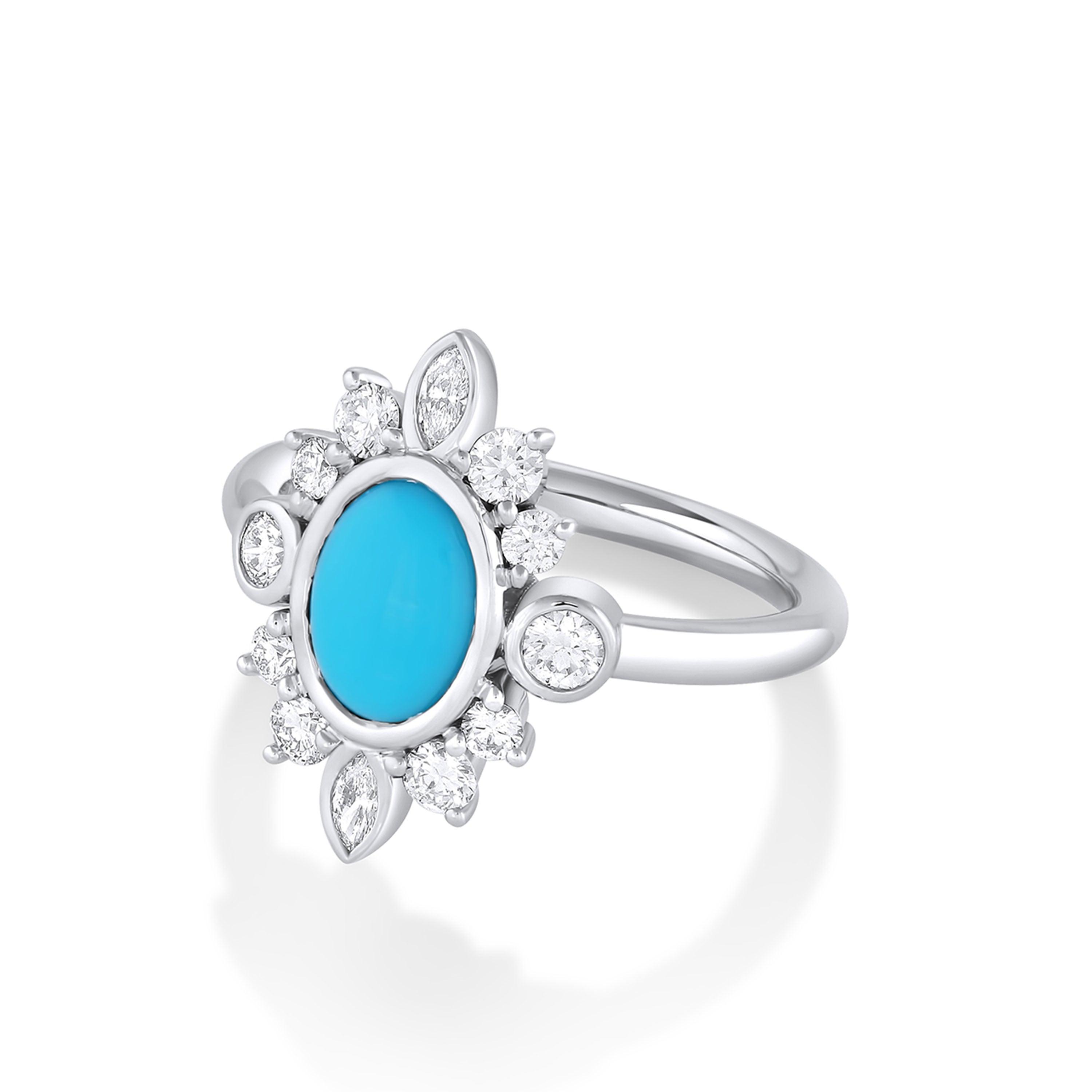 Marrow Fine Jewelry Turquoise And White Diamond Compass Ring
