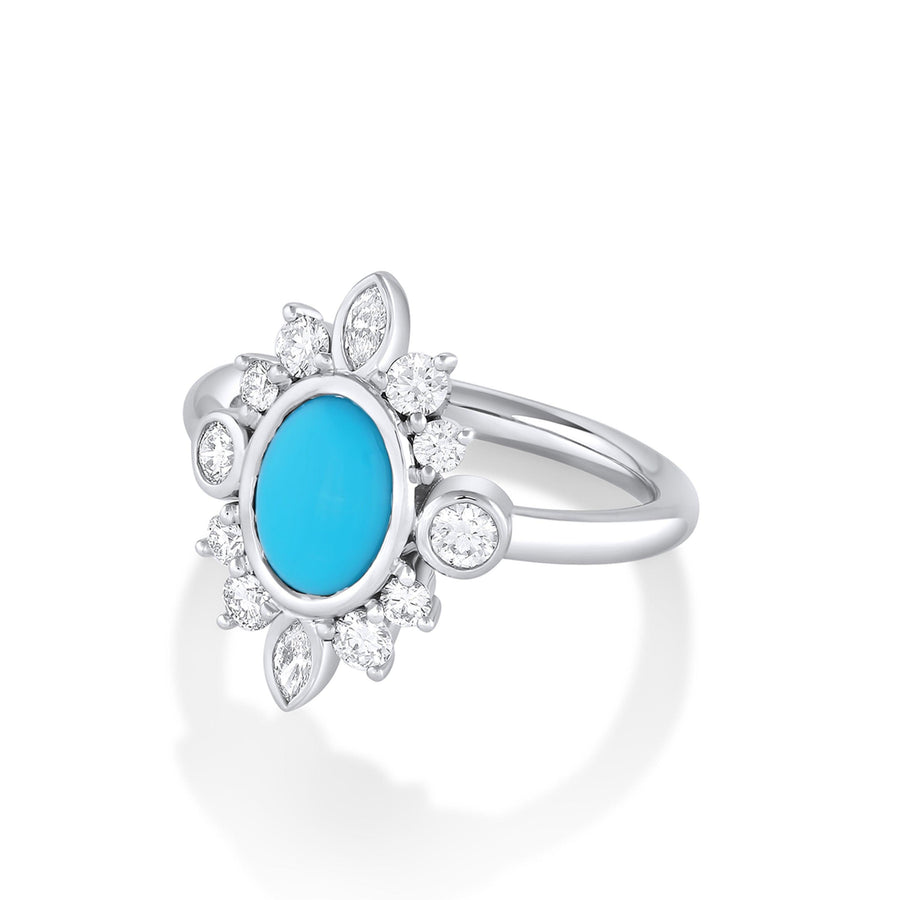 Marrow Fine Jewelry Turquoise And White Diamond Compass Ring [White Gold]