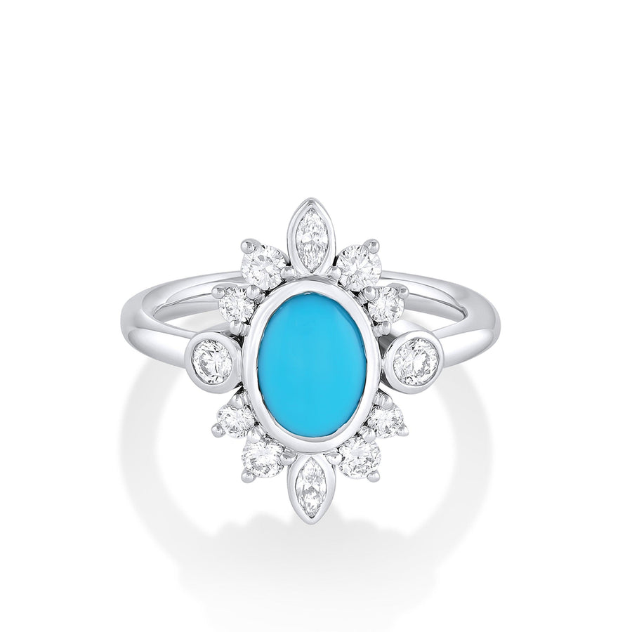 Marrow Fine Jewelry Turquoise And White Diamond Compass Ring [White Gold]
