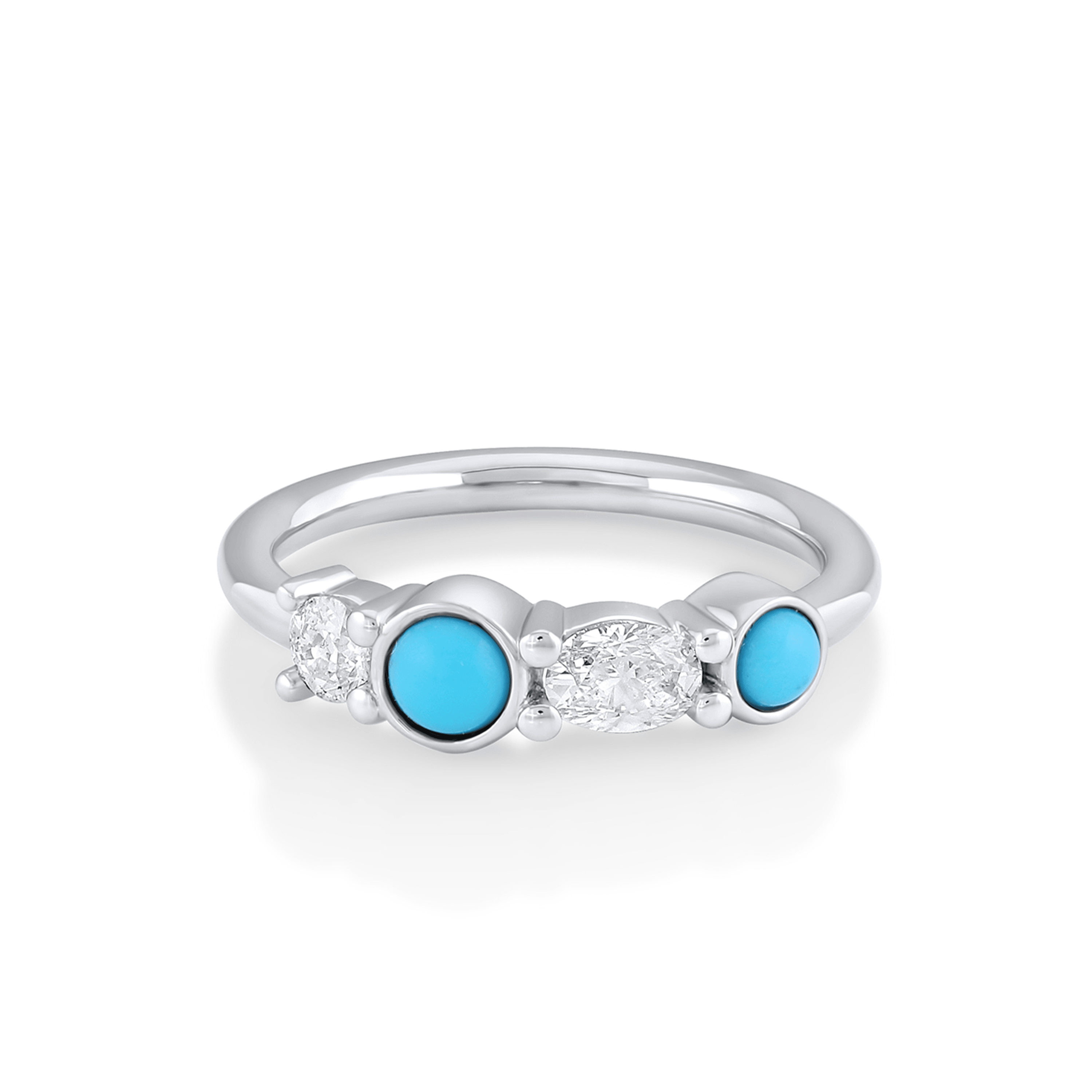 Marrow Fine Jewelry Turquoise And White Diamond Linear Ring