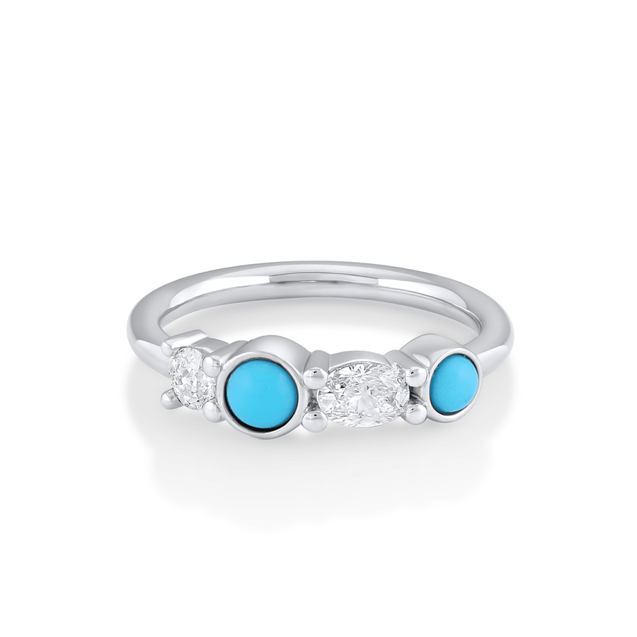 Marrow Fine Jewelry Turquoise And White Diamond Linear Ring [White Gold]