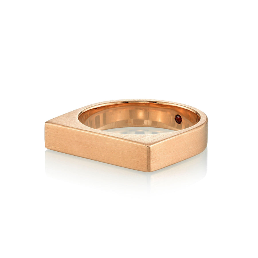Marrow Fine Jewelry Brushed Metal Edgy High Profile Solid Gold Mens Wedding Band [Rose Gold]