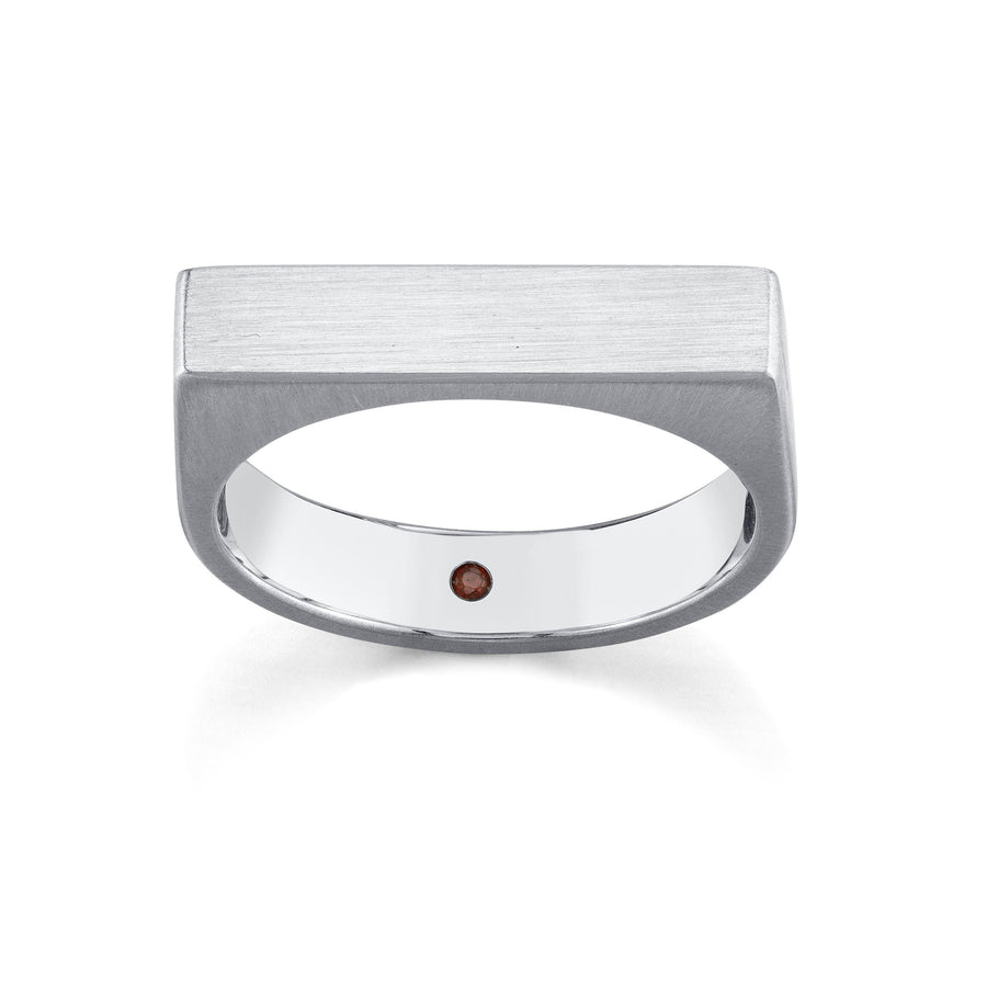 Marrow Fine Jewelry Brushed Metal Edgy High Profile Solid Gold Mens Wedding Band [White Gold]
