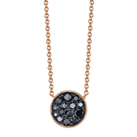 Marrow Fine Jewelry Black Diamond New Moon Phase Circle Pendant With Solid Gold Chain [Rose Gold]