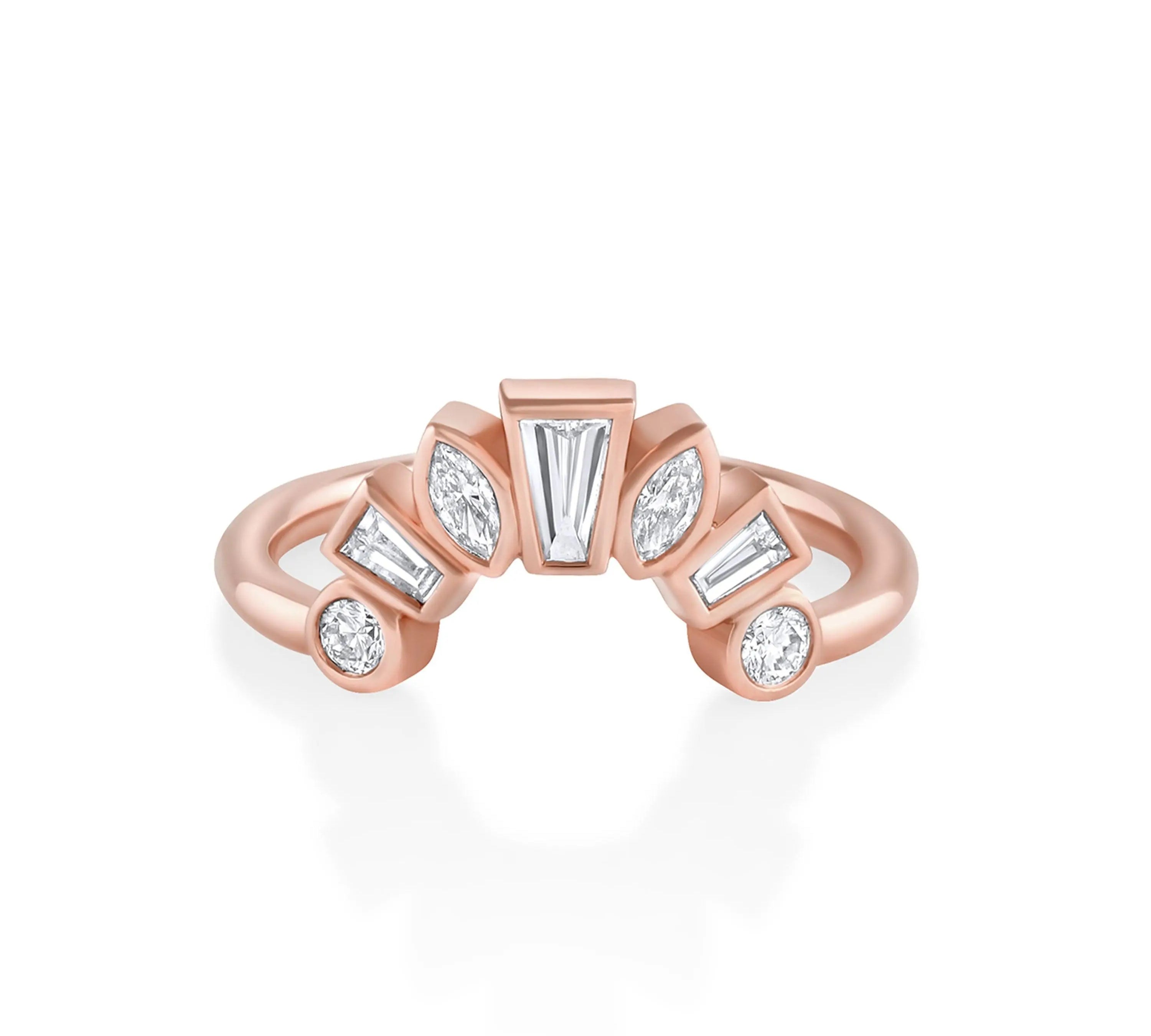 Marrow Fine Jewelry White Diamond Victoria Bezel Ballerina Band [Rose Gold]