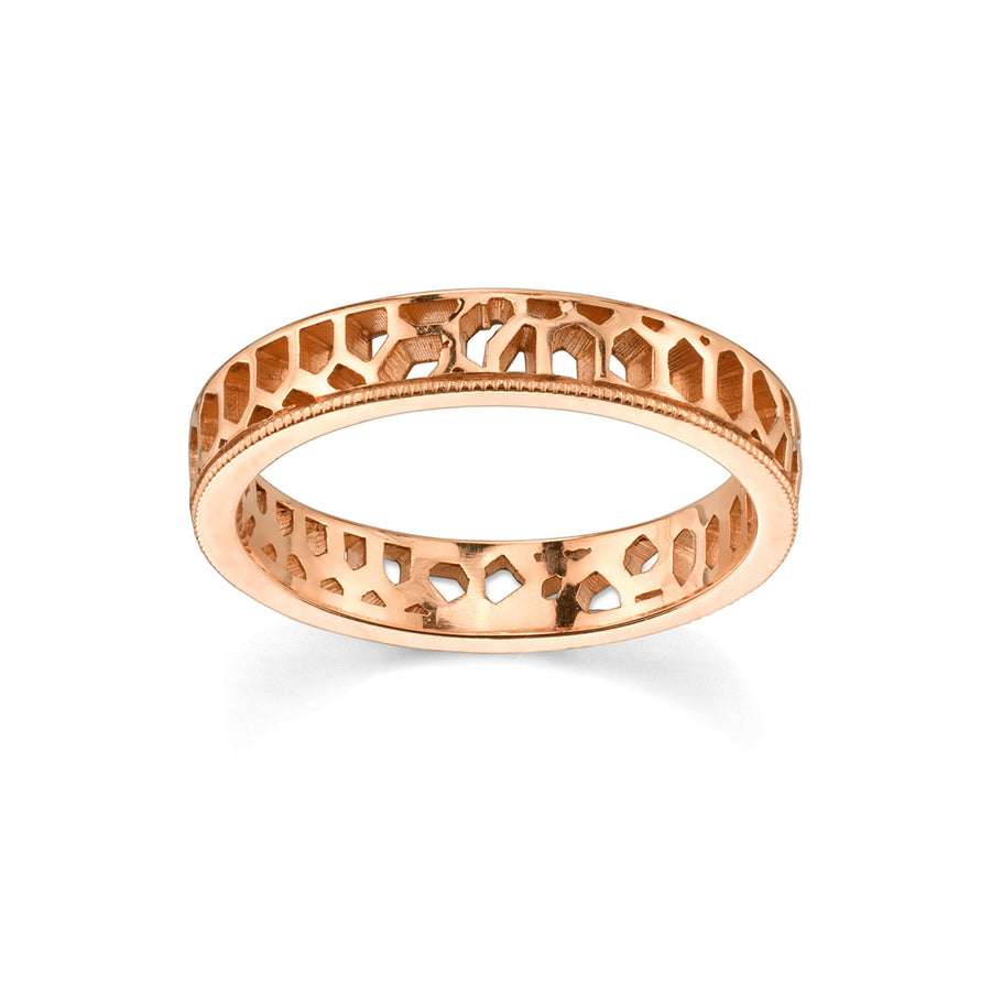 Marrow Fine Jewelry Solid Gold Vintage Lace Milgrain Stacking Wedding Band [Rose Gold]