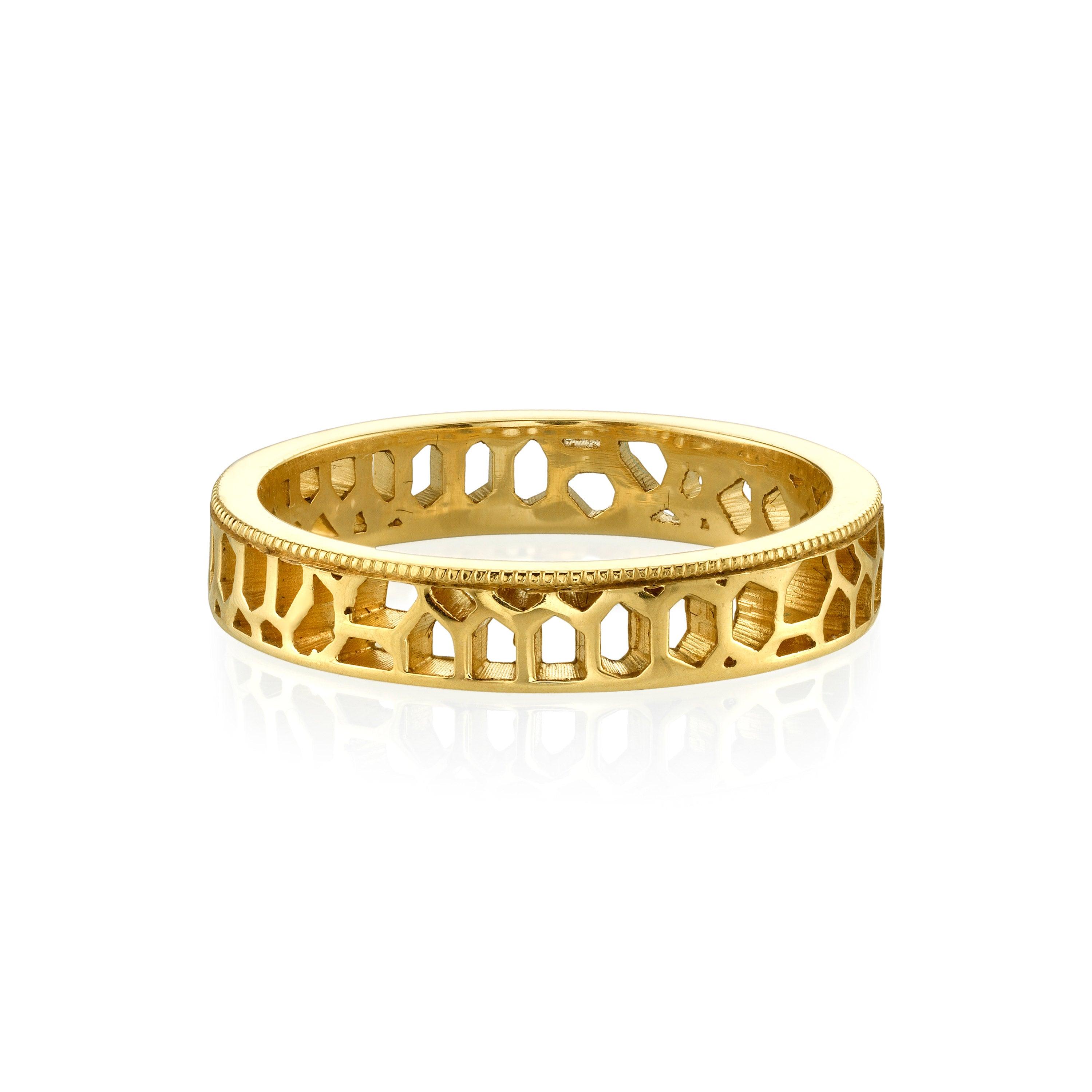 Marrow Fine Jewelry Solid Gold Vintage Lace Milgrain Stacking Wedding Band