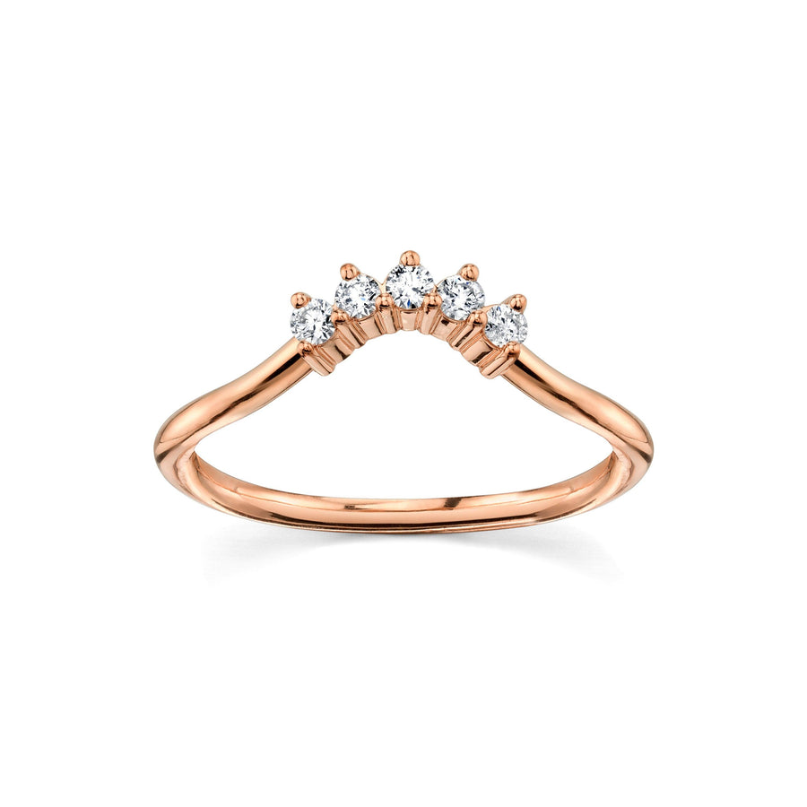 Marrow Fine Jewelry White Diamond Five Stone Dainty Solid Gold Stacking Wedding Band [Rose Gold]