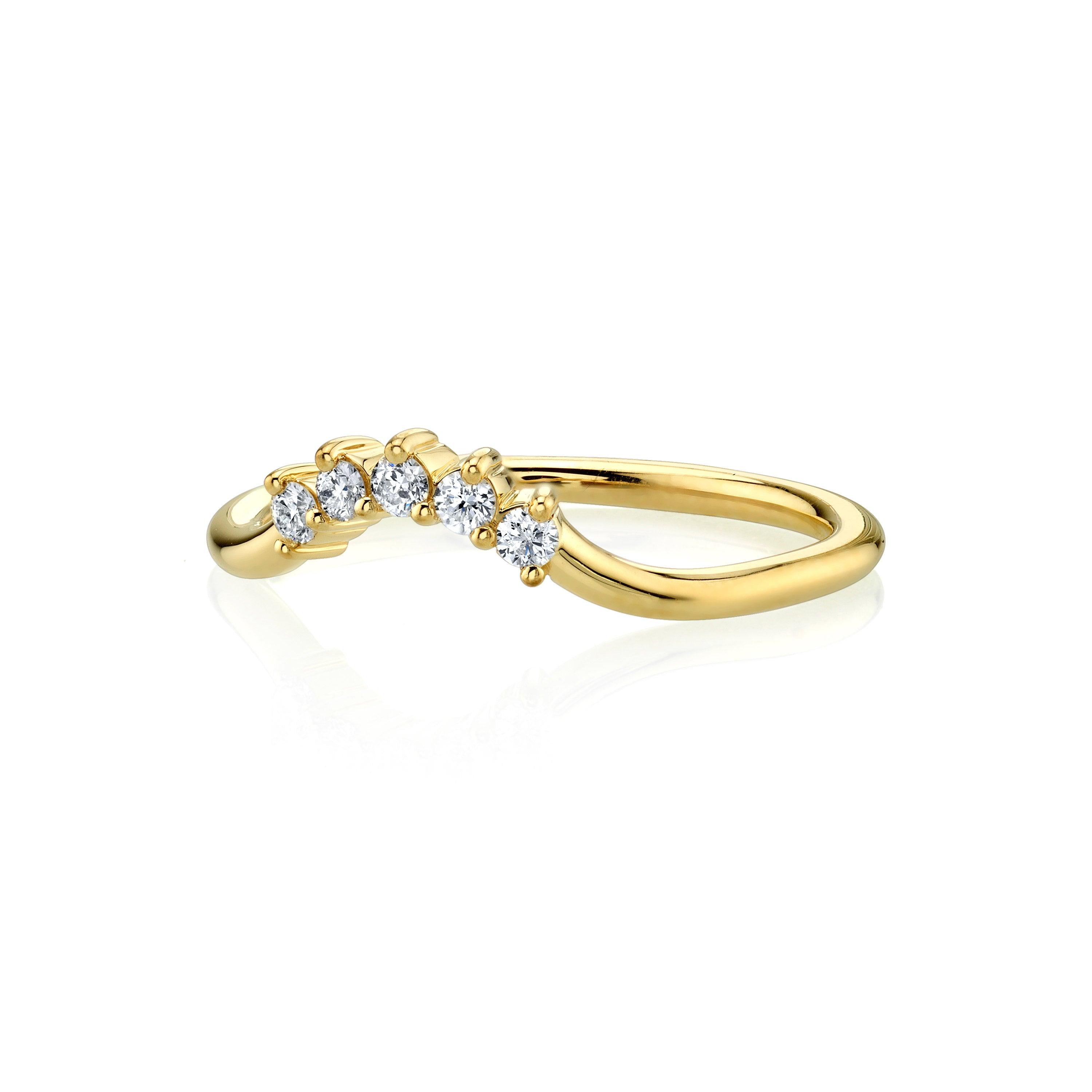 Marrow Fine Jewelry White Diamond Five Stone Dainty Solid Gold Stacking Wedding Band