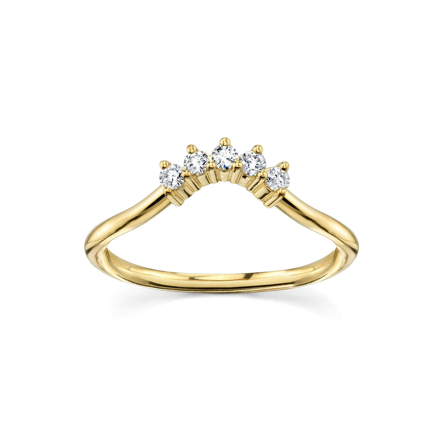 Marrow Fine Jewelry White Diamond Five Stone Dainty Solid Gold Stacking Wedding Band [Yellow Gold]