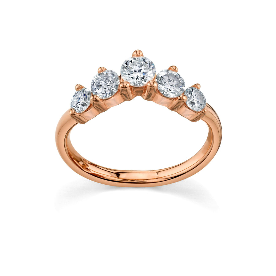 Marrow Fine Jewelry White Diamond Five Stone Solid Gold Headdress Stacking Jacket [Rose Gold]
