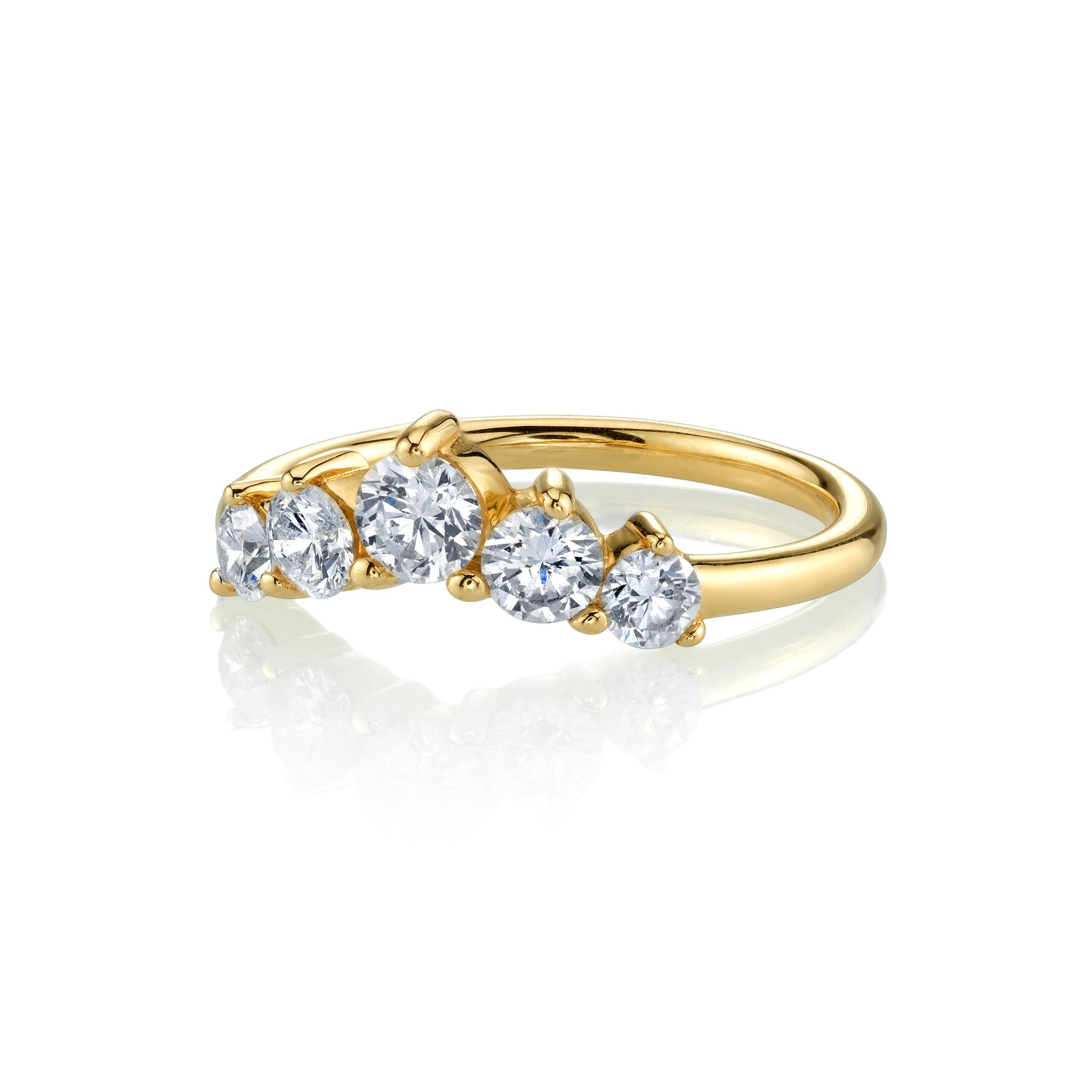 Marrow Fine Jewelry White Diamond Five Stone Solid Gold Headdress Stacking Jacket