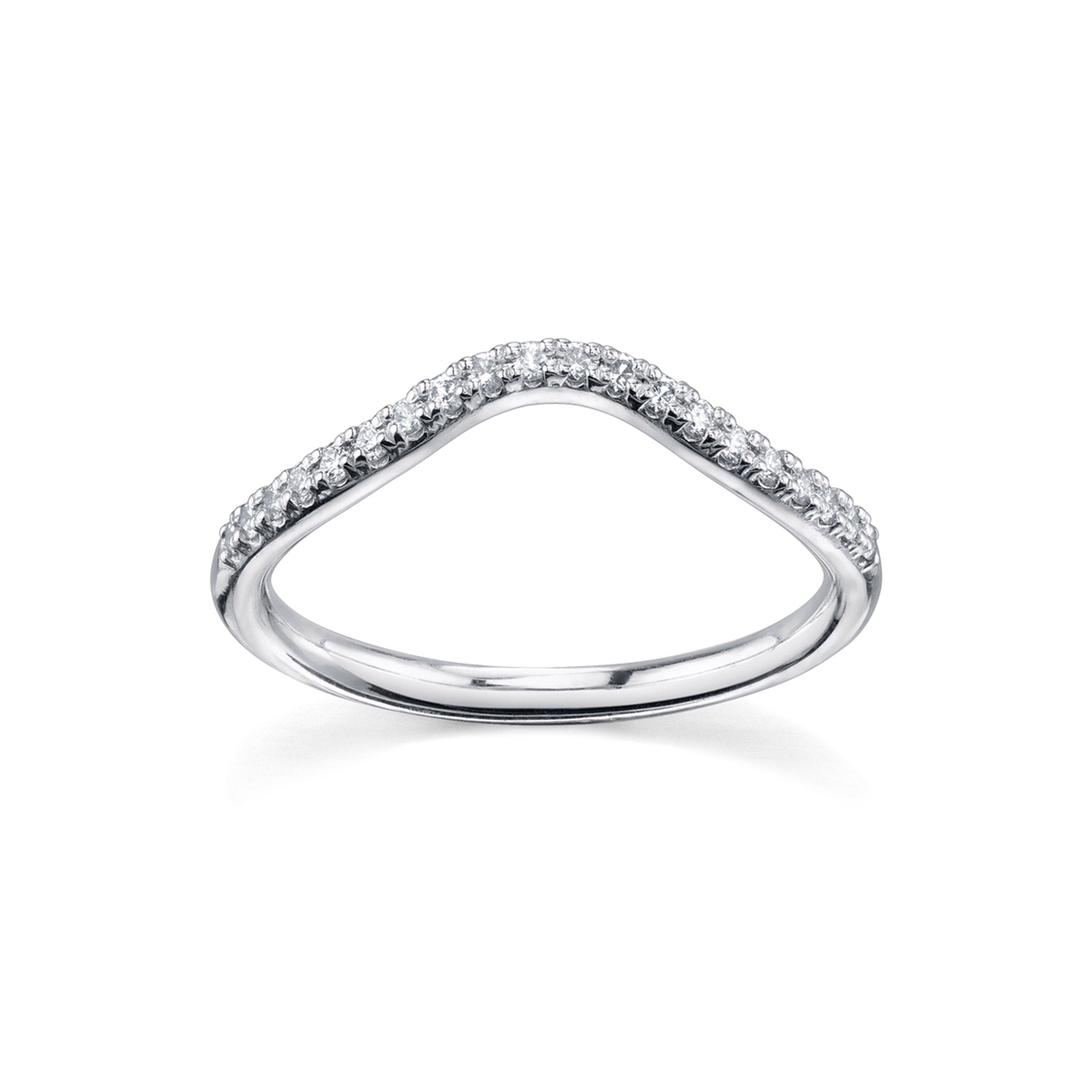 Marrow Fine Jewelry White Diamond Pavé Wave Stacking and Wedding Band