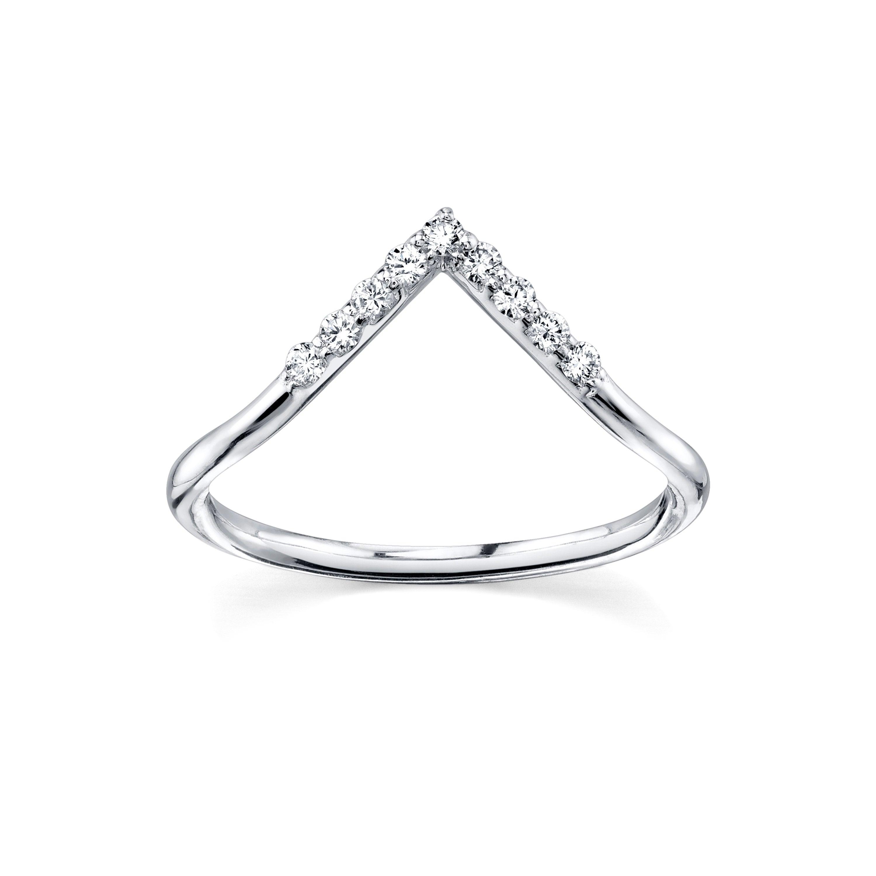 Marrow Fine Jewelry White Diamond Triangle Nesting Stacking And Wedding Ring