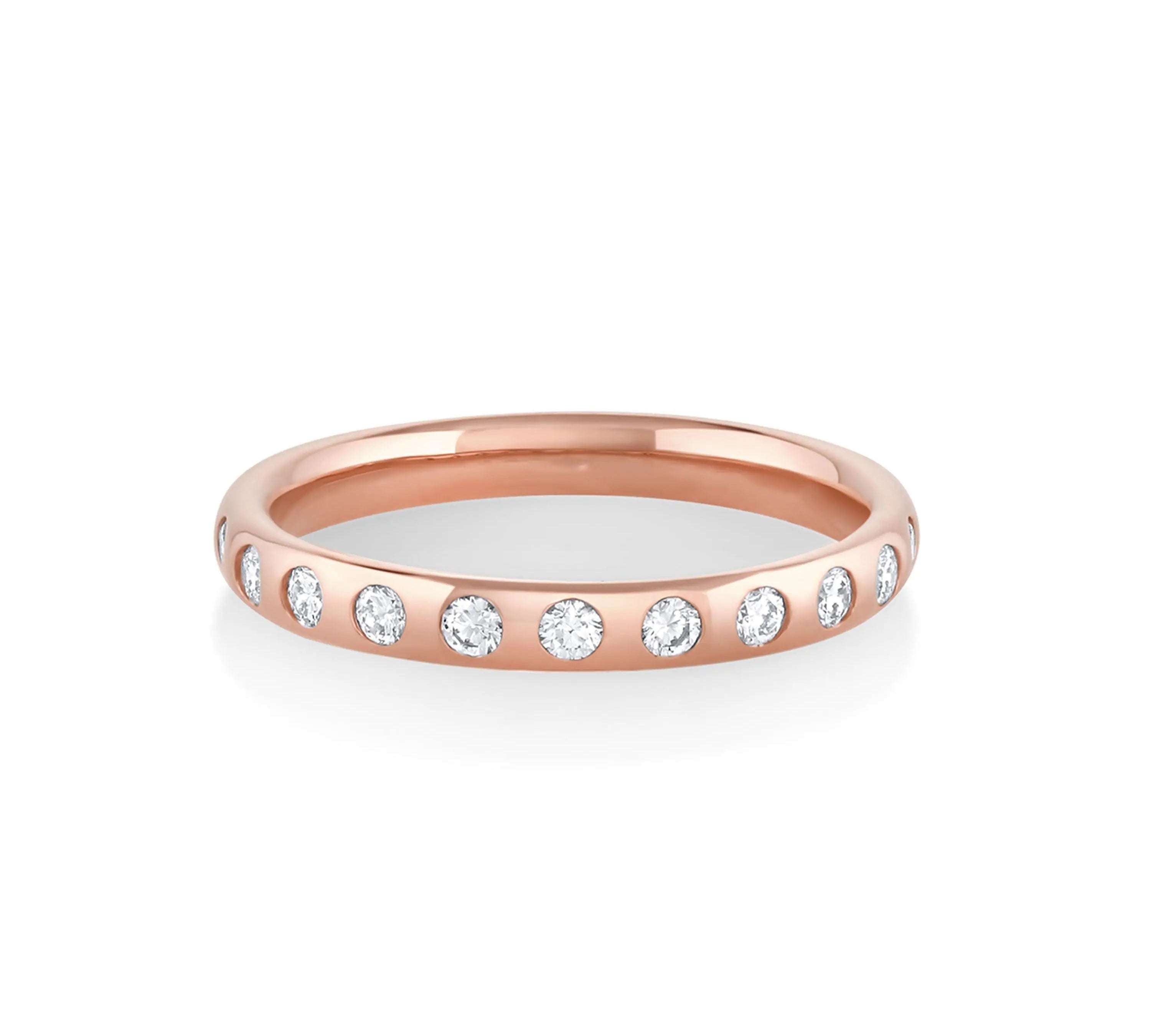 Marrow Fine Jewelry White Diamond 2.5mm Burnished Teddy Band [Rose Gold]