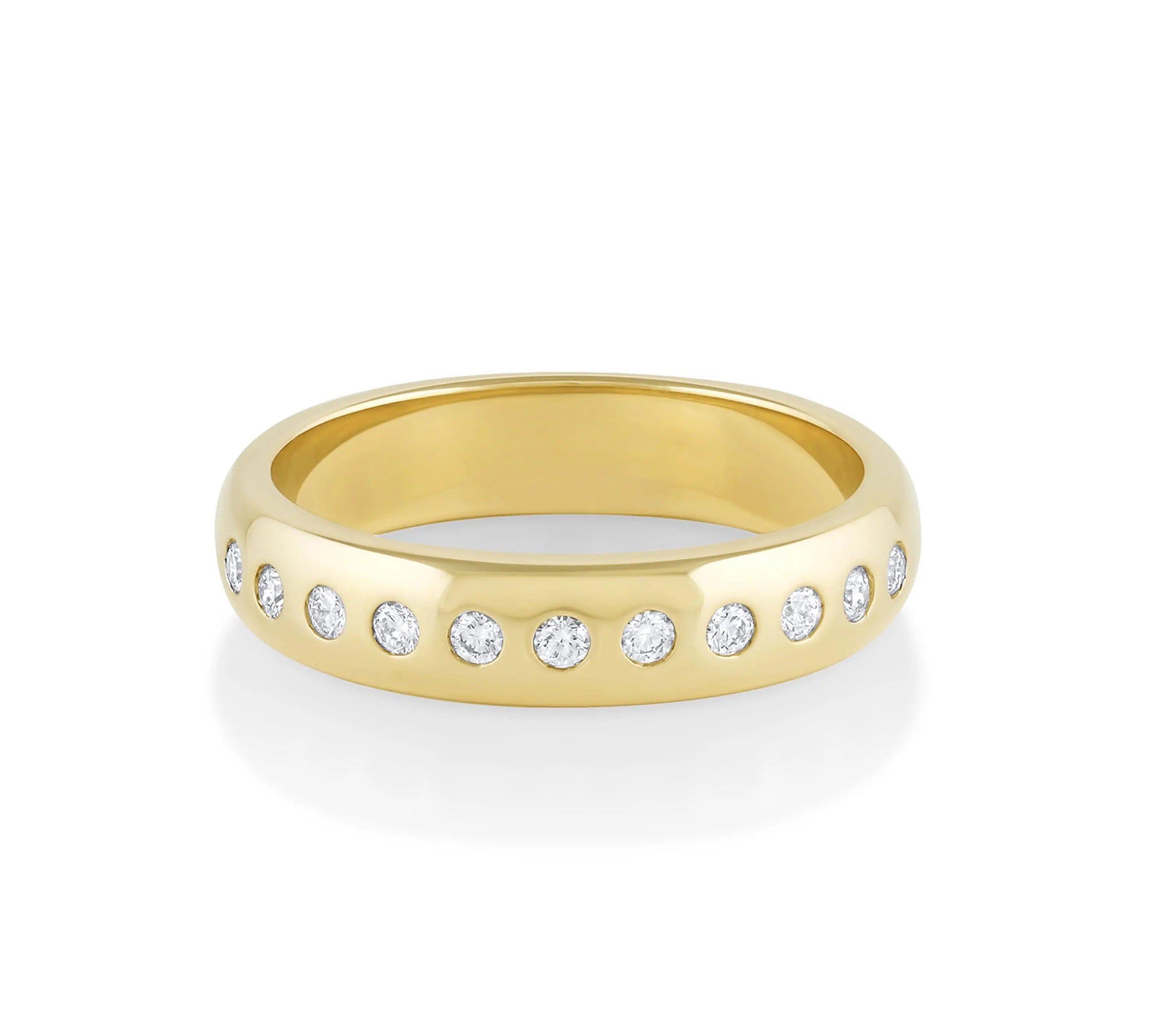 Marrow Fine Jewelry White Diamond 5mm Burnished Teddy Band [Yellow Gold]