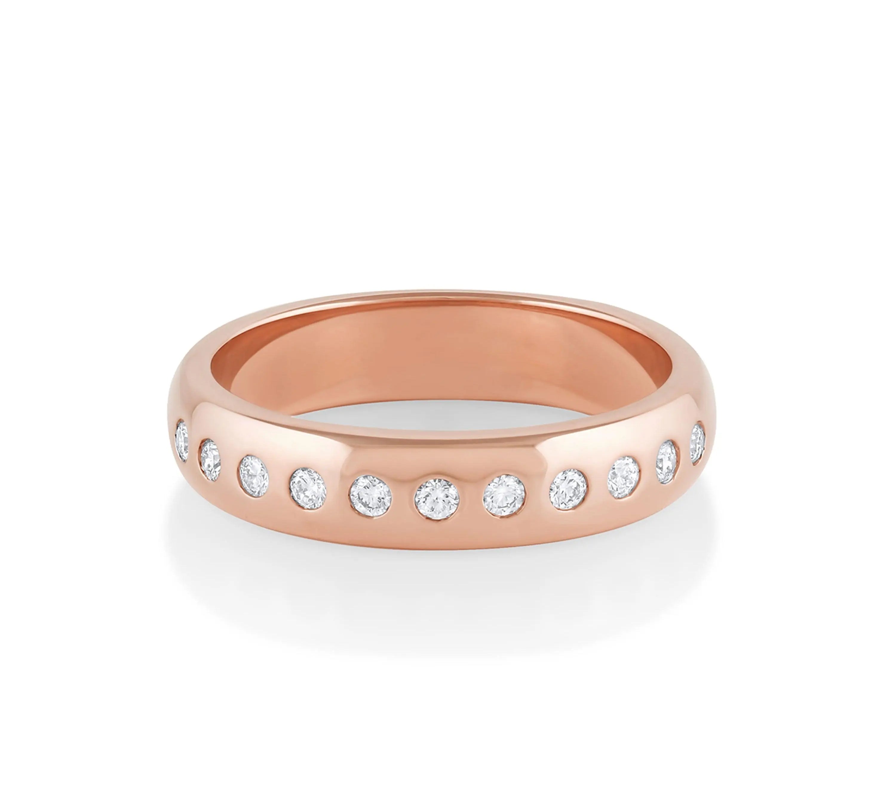 Marrow Fine Jewelry White Diamond 5mm Burnished Teddy Band [Rose Gold]