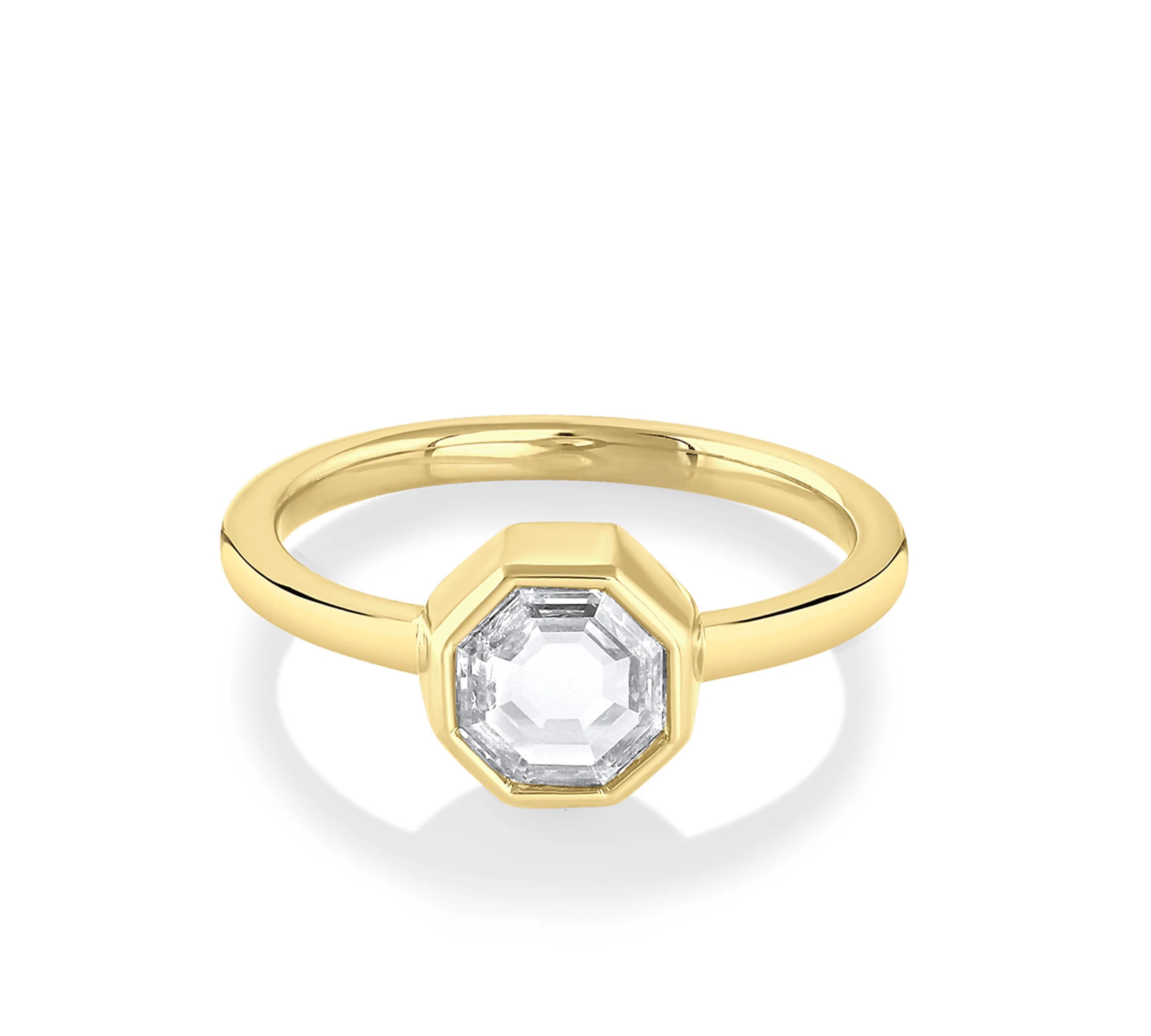 Marrow Fine Jewelry White Diamond Octagon Bezel Ring [Yellow Gold]