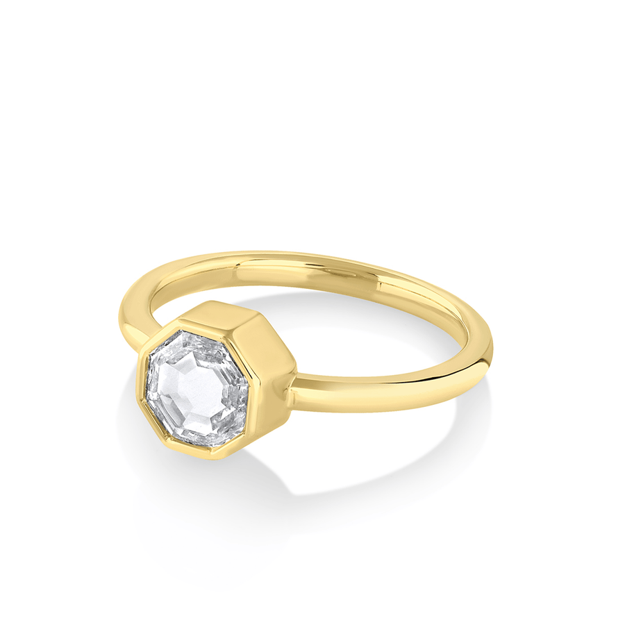Marrow Fine Jewelry White Diamond Octagon Bezel Ring [Yellow Gold]