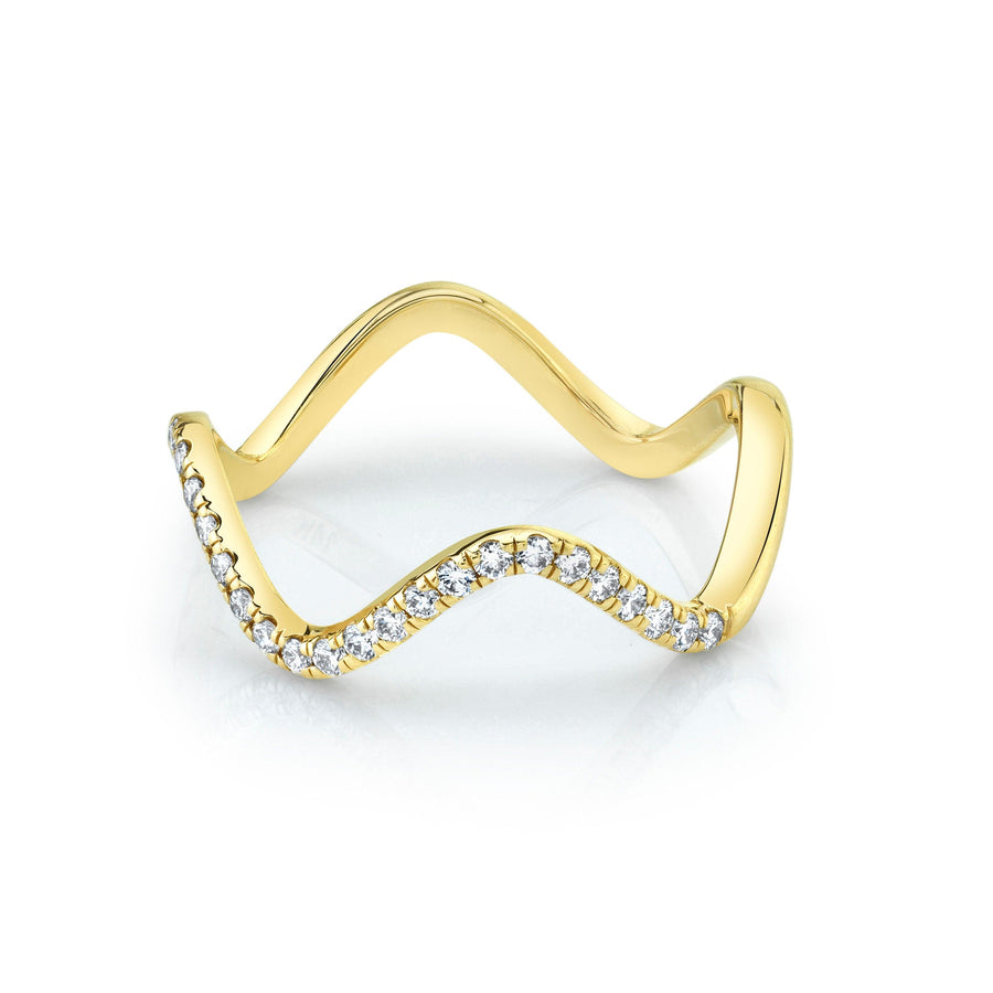 Marrow Fine Jewelry White Diamond Pavé Squiggle Stacking and Wedding Ring [Yellow Gold]